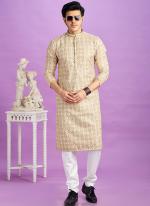 Semi Cotton Brown Traditional Wear Digital Printed Kurta Pajama